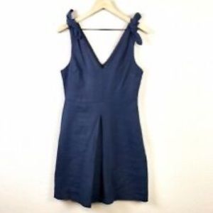 Navy Gap Linen Bow Dress